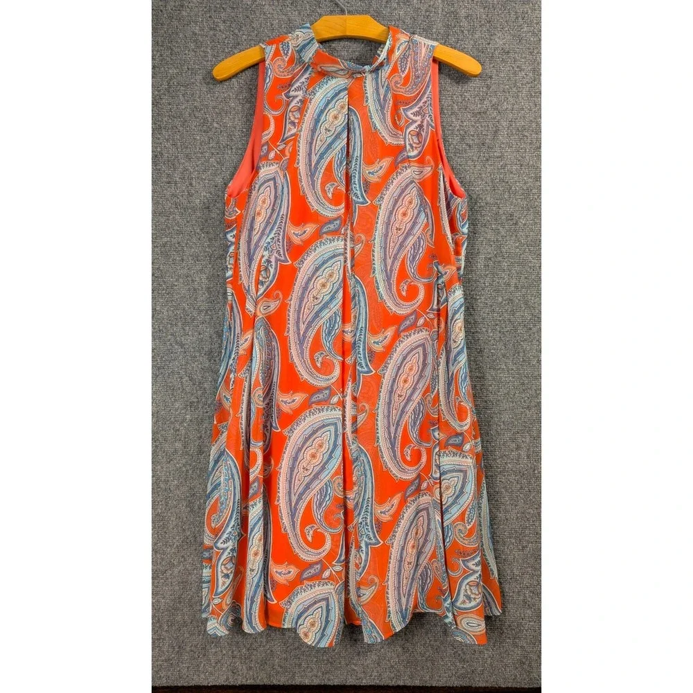 Signature by Robbie Bee Coral Paisley Halter Neck Dress Sleeveless Cocktail Boho - Picture 1 of 9
